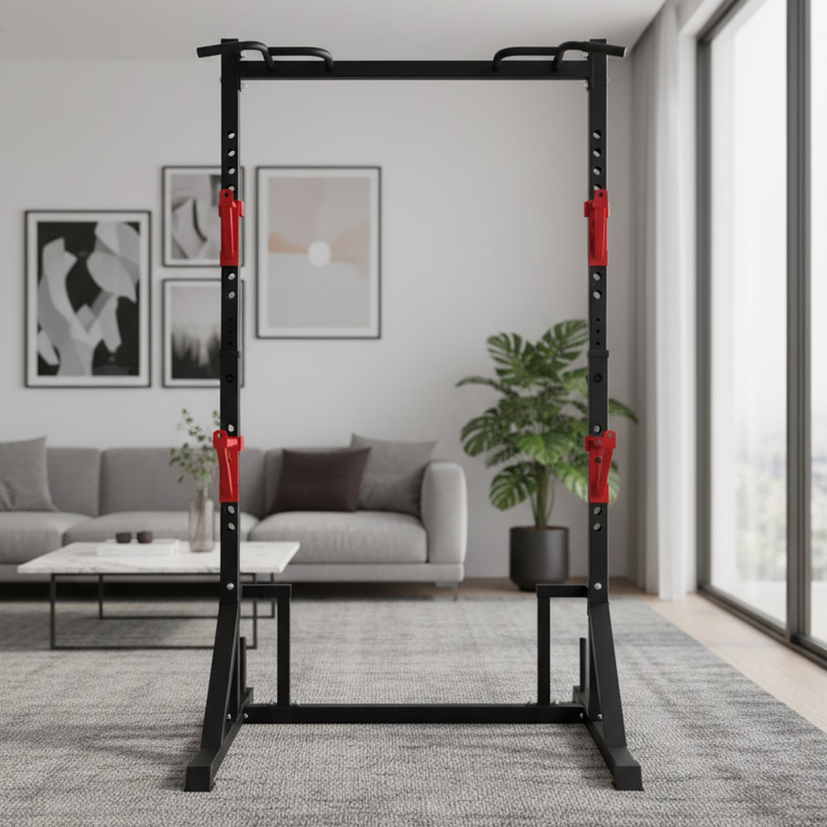 Home Gym Equipments - แร็คปรับระดับได้พร้อมบาร์ดึงข้อ สำหรับออกกำลังกายที่บ้าน แท่นสควอท อุปกรณ์ฟิตเนสสำหรับงานหนัก