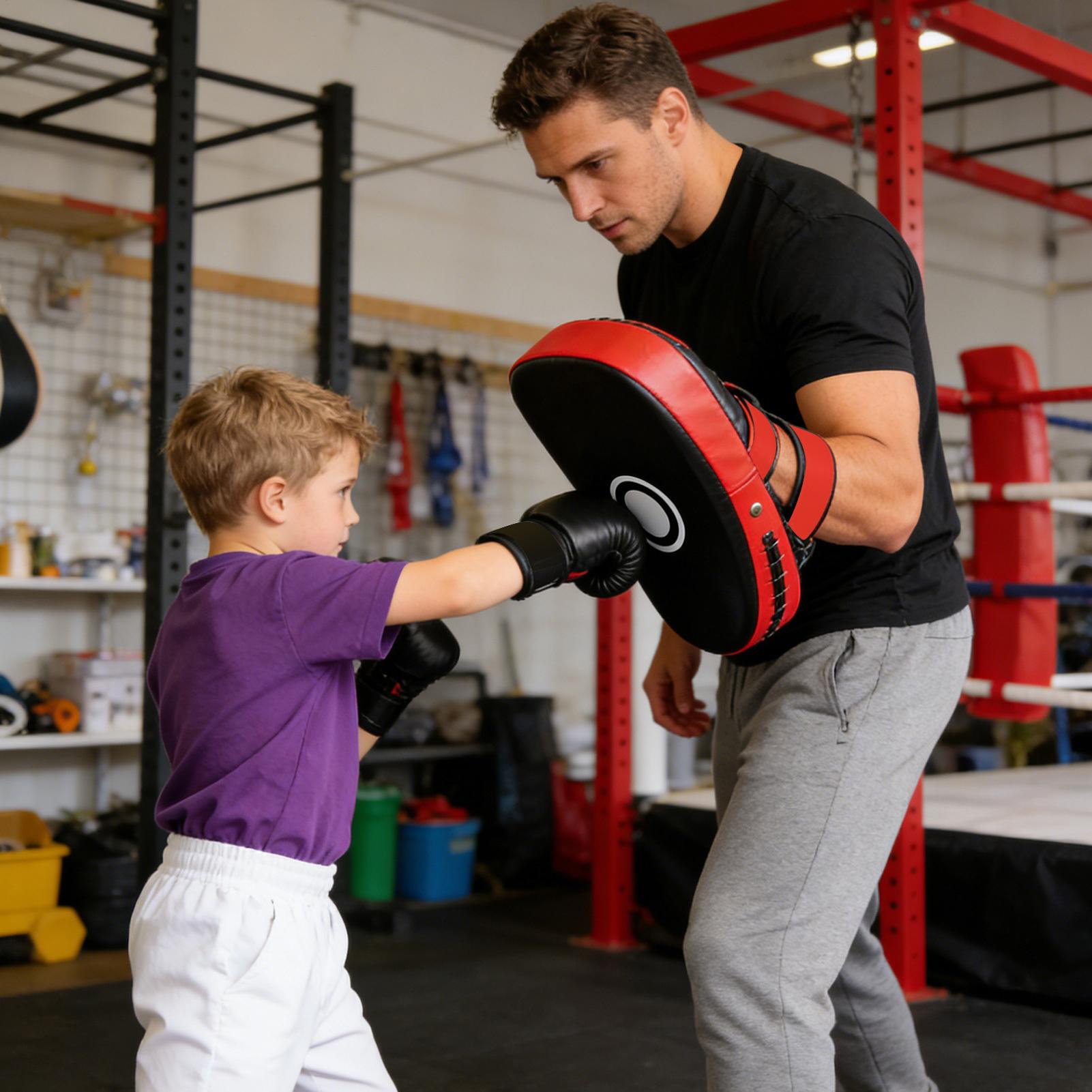 Home Gym Equipments - แผ่นรองซ้อมมวยหนัง PU แบบโค้ง อุปกรณ์ฝึกเตะสำหรับคิกบ็อกซิ่ง สำหรับเด็ก ผู้ใหญ่