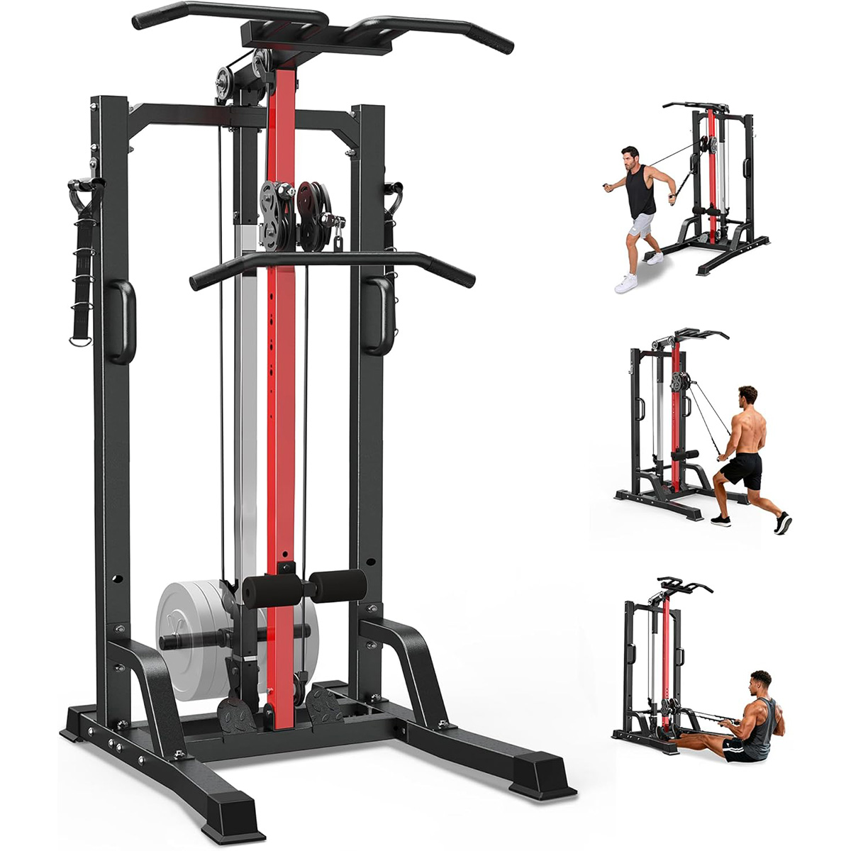 Pulley Home Gym - เครื่องออกกำลังกายที่บ้าน Pooboo - ระบบสายพูลเล่ย์สูง/ต่ำสำหรับการฝึก Lat Pulldown,