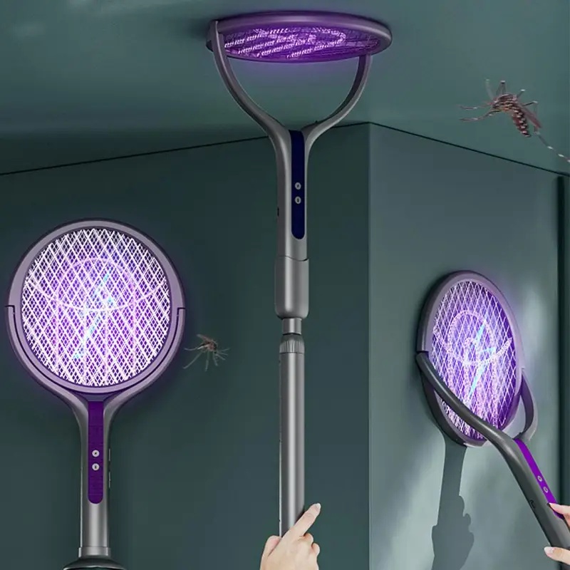 Head Racket Boom - ไม้ตียุงแบบหมุนได้ พร้อมหลอดดักยุงและแมลง ชาร์จไฟได้