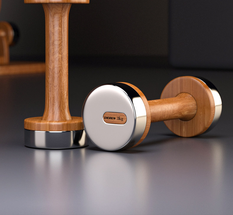 Home Gym Design - ชุดดัมเบลปรับน้ำหนักได้ ไม้และเหล็ก สำหรับยิมที่บ้าน อุปกรณ์ฝึกความแข็งแรงสำหรับผู้ชายและผู้หญิง ดีไซน์กะทัดรัด จัดเก็บง่าย