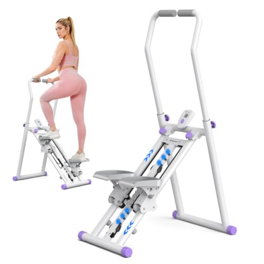 Home Gym Design - เครื่องเดินวงรีแบบพับได้สำหรับใช้ในบ้าน: โครงเหล็กสีดำ ดีไซน์กะทัดรัด พร้อมระยะการเดินวงรีที่ขยายได้ และแฮนด์/แป้นเหยียบปรับได้