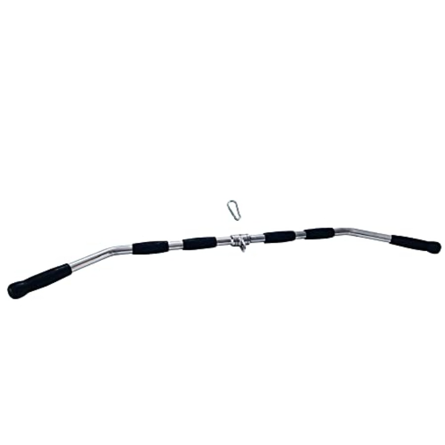 Barbell Curl Bar - อุปกรณ์เสริมสำหรับเครื่องเคเบิล บาร์ดึงข้อศอก บาร์หมุนได้ บาร์ออกกำลังกายอเนกประสงค์ พร้อมบาร์เหล็กแข็งสำหรับกดไตรเซ็ป และยาง