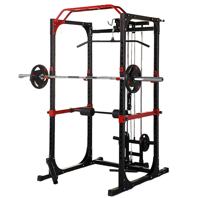 Squat Rack Power - แร็คพาวเวอร์เคจสำหรับออกกำลังกายแบบมัลติฟังก์ชั่น พร้อมบาร์ดึงข้อแบบหลายจุด ปรับระดับความสูงได้ พร้อมราวจับนิรภัย สำหรับการฝึกความแข็งแรงในยิมที่บ้าน 1