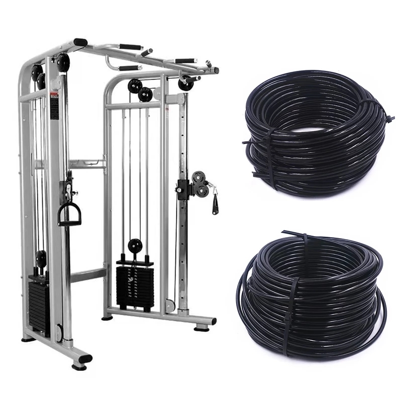 Pulley Home Gym - 100 เมตร 4/5/6 มม.หนาบ้านยกน้ำหนักรอกออกกำลังกายยิมสายเคเบิลสแตนเลสลวดเชือกสีดำไนลอนเคลือบ