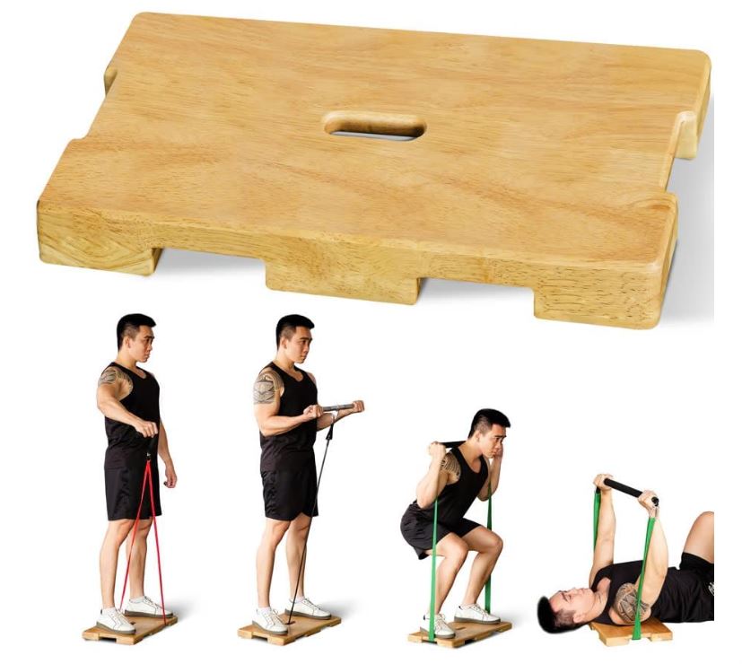 Home Gym Total Fitness - แผ่นออกกำลังกายไม้ ฟิตเนสบอร์ด สำหรับออกกำลังกายทั่วร่างกายที่บ้าน พร้อมสายยางยืดออกกำลังกาย เสริมสร้างความแข็งแรงและการยืดกล้ามเนื้อ