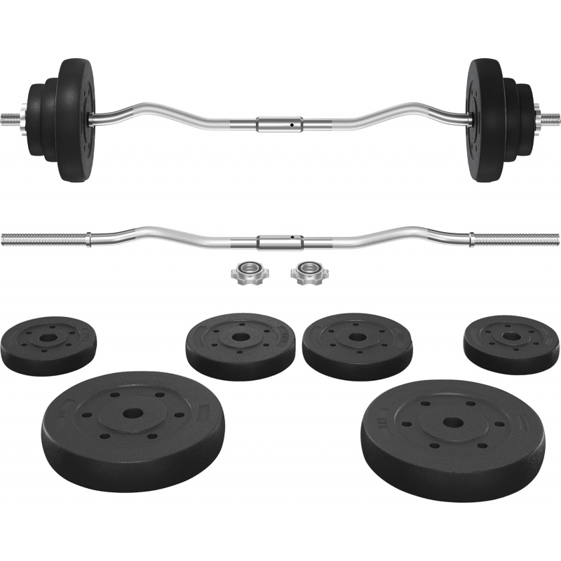 ชุดบาร์เบล -บาร์เบลและน้ำหนัก  - Barbell Curl Bar บทวิจารณ์และราคา