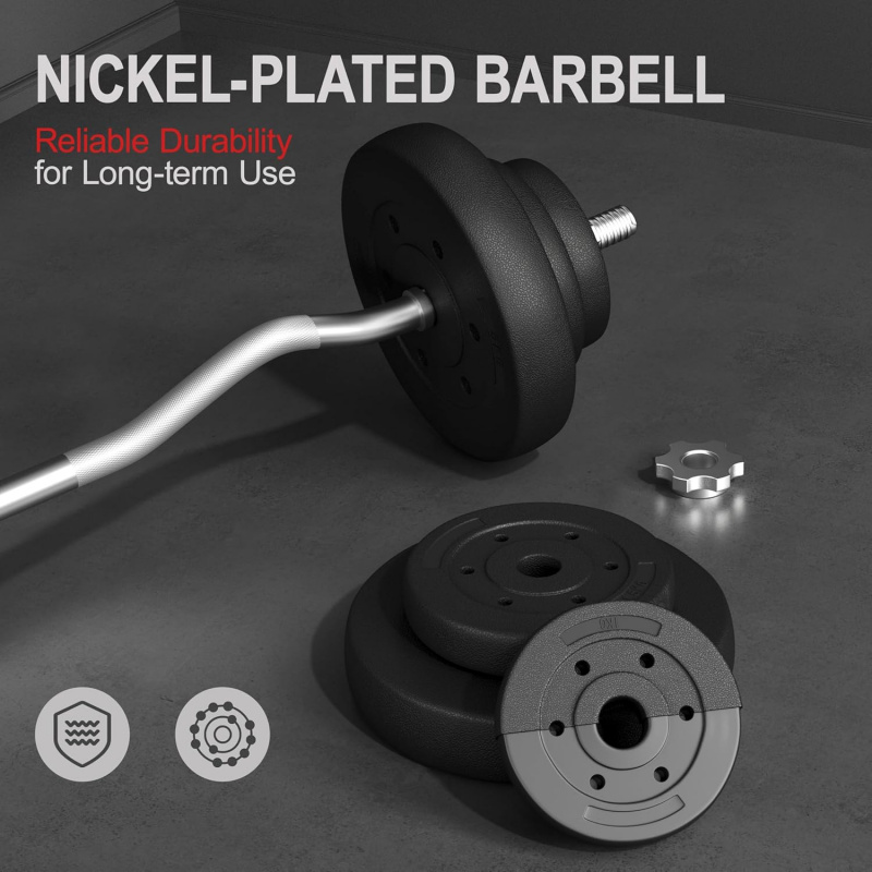 ชุดบาร์เบล -บาร์เบลและน้ำหนัก  - Barbell Curl Bar บทวิจารณ์และราคา