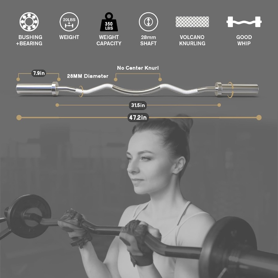 บาร์ EZ Curl ขนาด 2 นิ้ว พร้อม - Barbell Curl Bar บทวิจารณ์และราคา