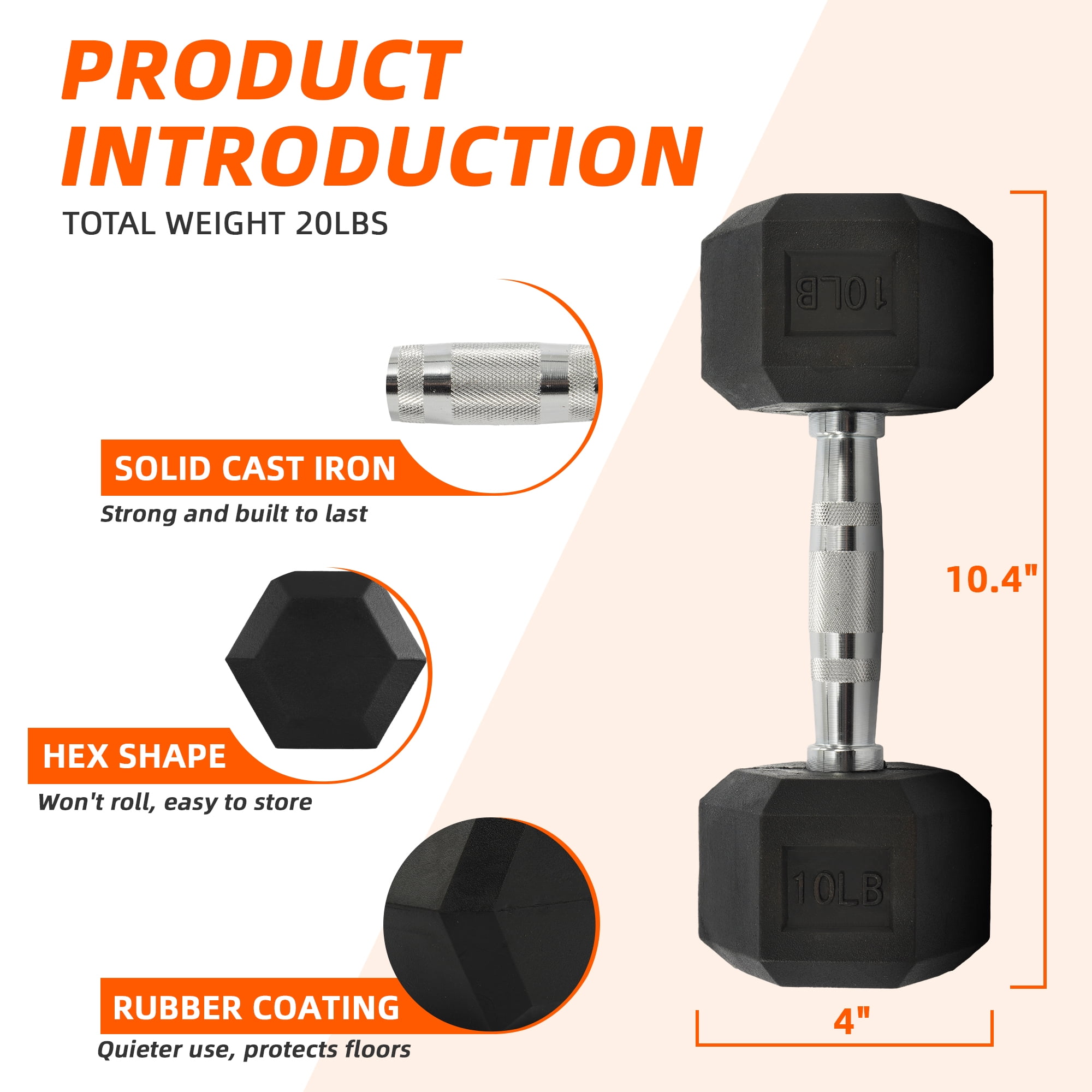 ดัมเบลหุ้มยางรูปหกเหลี่ยม 10 ถ - Home Gym Simple บทวิจารณ์และราคา